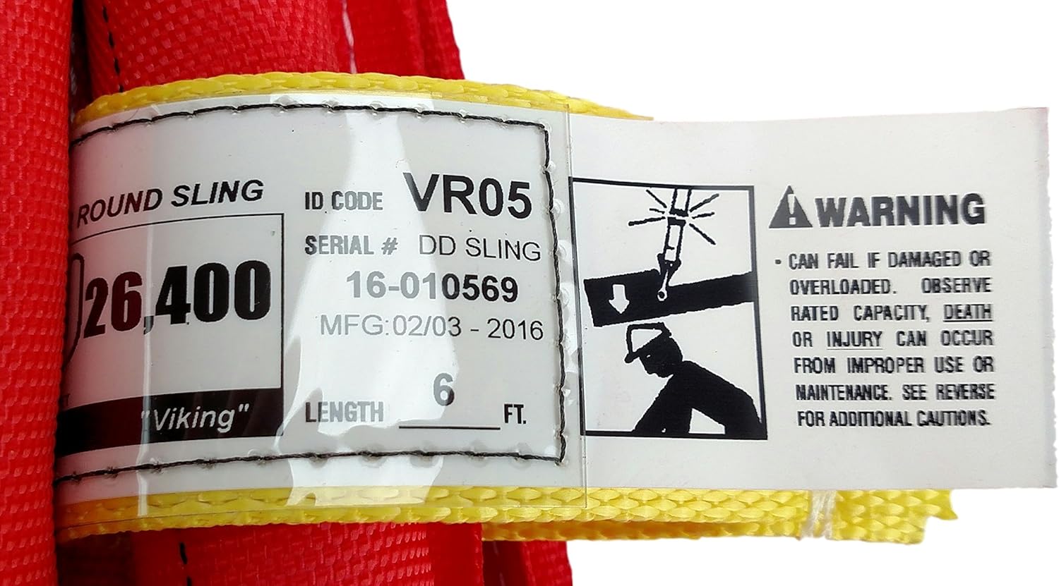 Chenango Supply VR5 Red Round Sling, 6 ft – USA Made, 13,200 lb Vertical, 10,560 lb Choker, 26,400 lb Basket – Double-Ply Cover Endless Poly Rigging Sling for Lifting & Material Handling (6 FT)