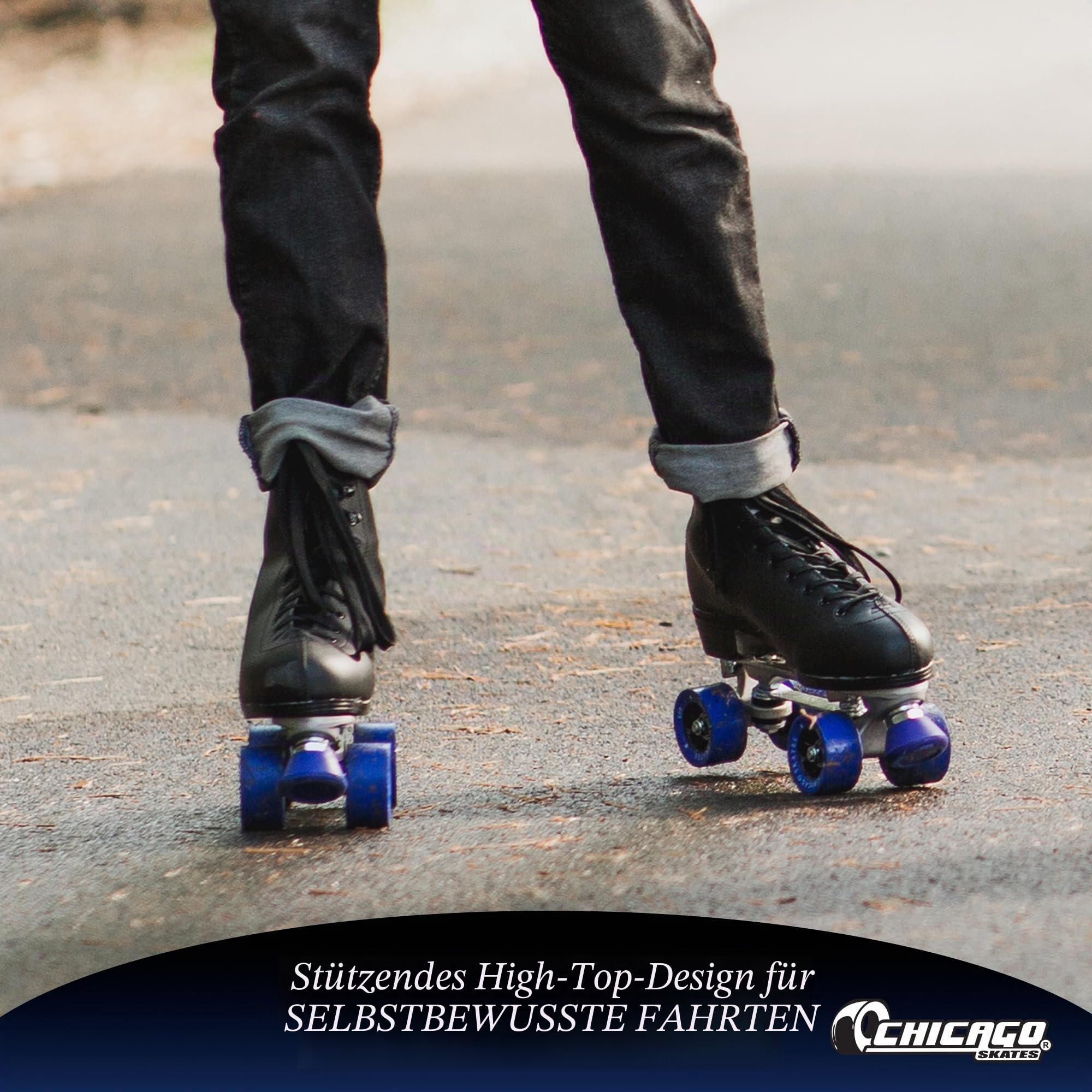 Chicago Skates Herren Classic Rollschuhe - Premium Black Quad Rink Skates
