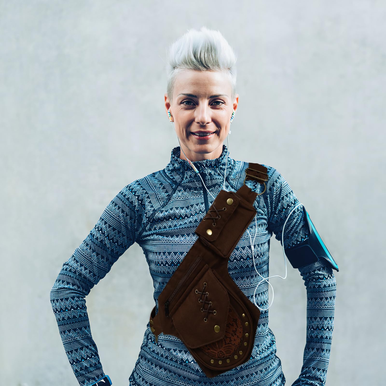 Veemoon Banane Poche Téléphone Portable Support, Multi-Poches, Tissu Coton Fer, pour Jogging et Voyage, Léger