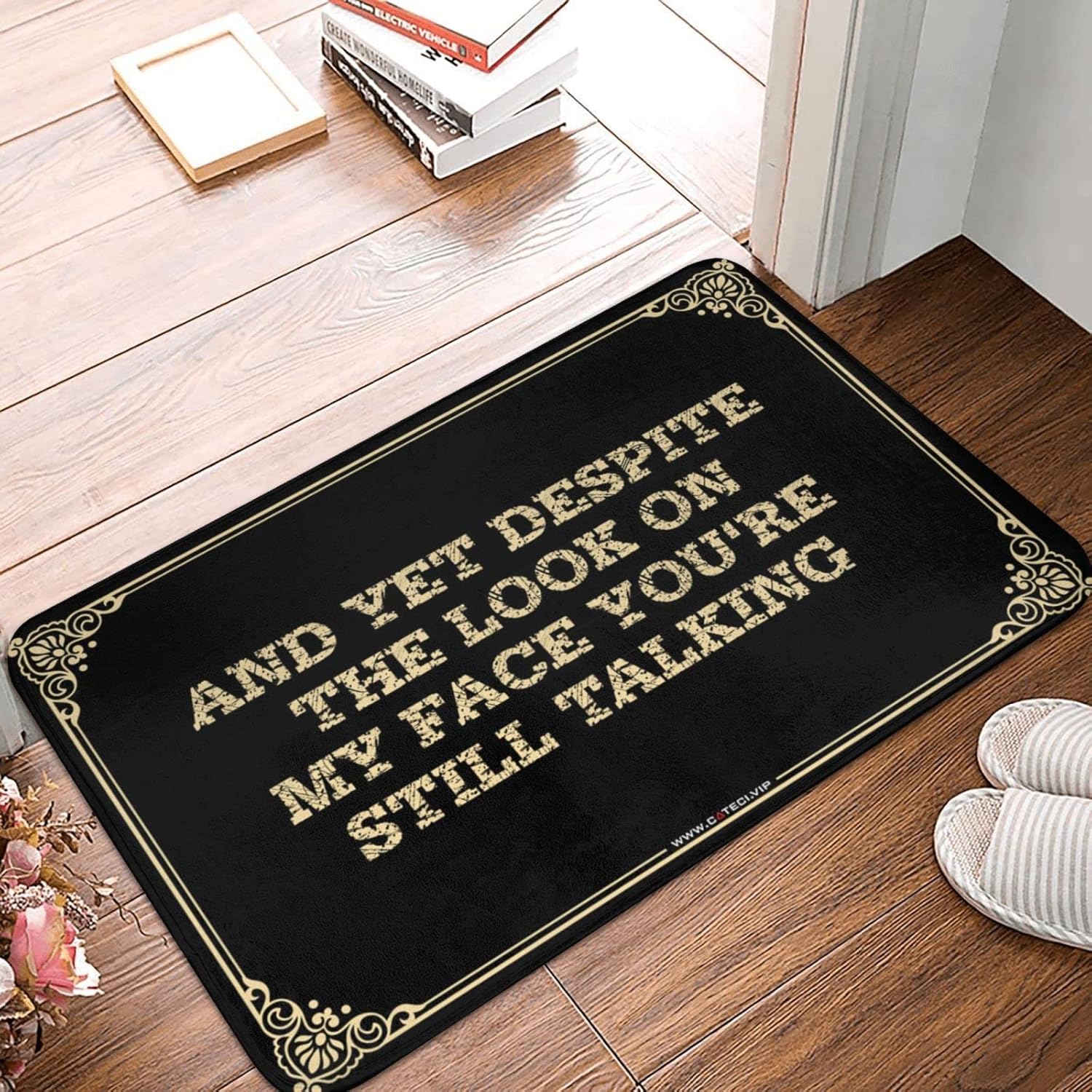 Doormat Indoor Entrance Funny and Yet Despite The Look On My Face You're Still Talking Doormat Kitchen Farmhouse Rug Farmhouse Front Door Mat(Size:65X90CM), Colour, BCPYBCLAA-COLOUR-65X90CM