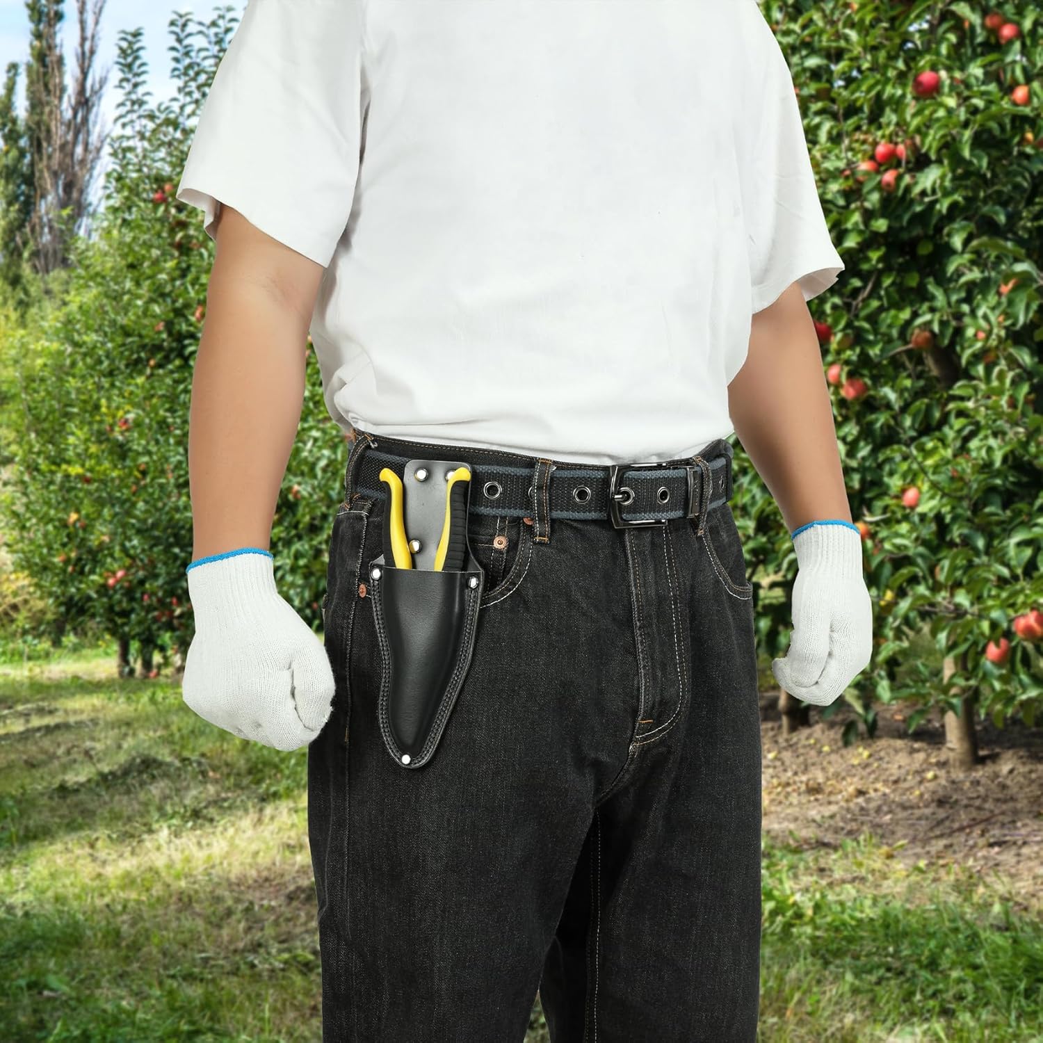 Garden Pruner Sheath,Pruner Tool Holster,Premium Genuine Leather Pruner Holster Protective Case for Garden Pruning Snips and Clippers - Image 2