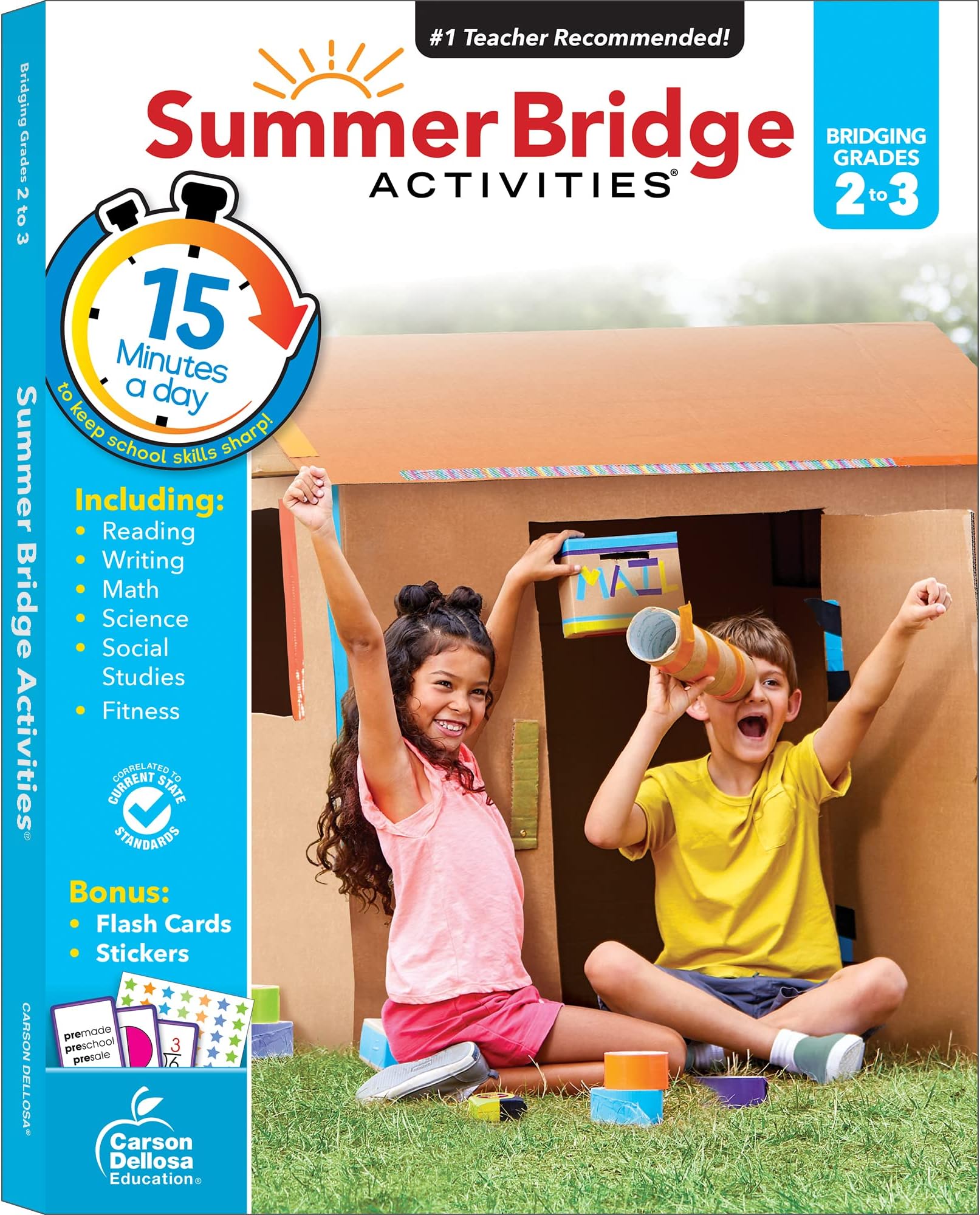 Summer Bridge Activities 2nd to 3rd Grade Workbooks, Activity Book with Math, Reading Comprehension, Science, Fitness, Social Studies, Writing Practice, and Flash Cards (Volume 4)