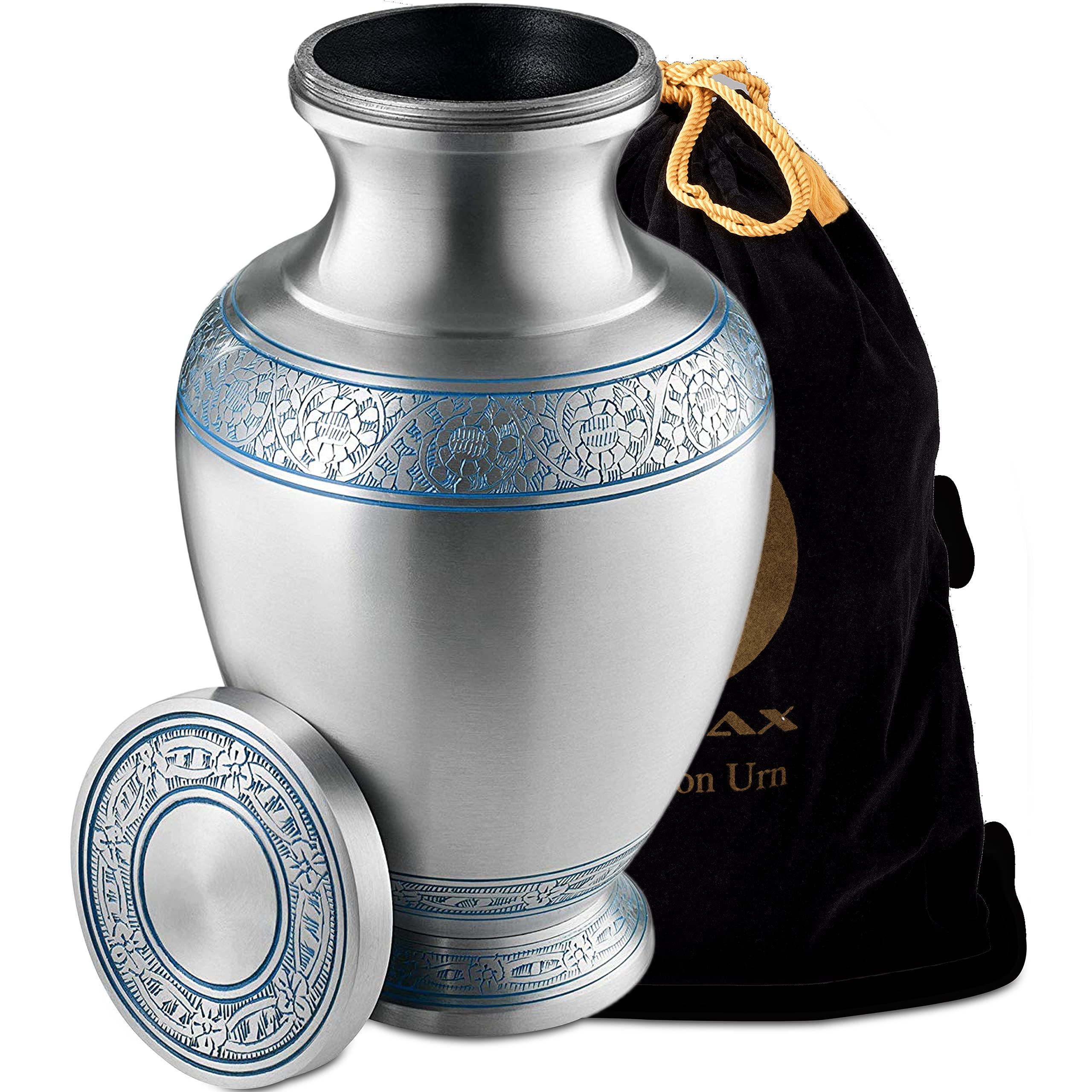Fedmax Urns for Human Ashes Silver Cremation Urn for Funeral w/Satin