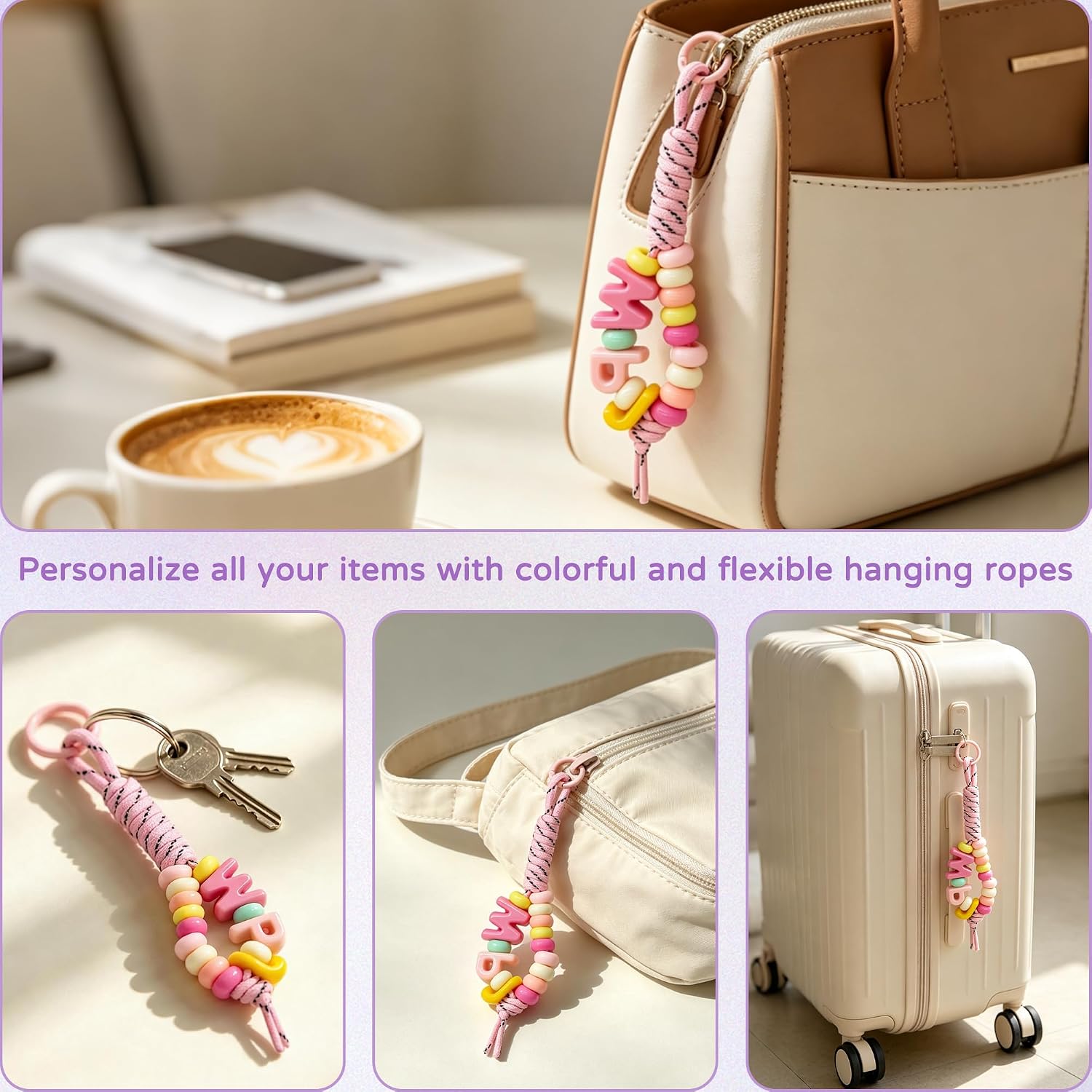 Paracord Keychain Kit, 12 Pcs Colorful rope keychain with buckle ring image 5