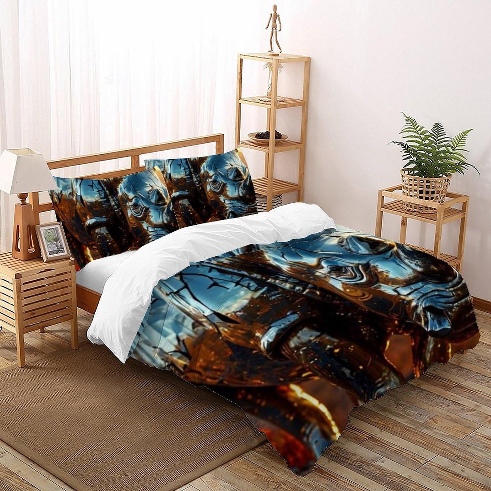 Housse de couette microfibre animaux rhinocéros imprimé 3D fermeture éclair super king 260x220