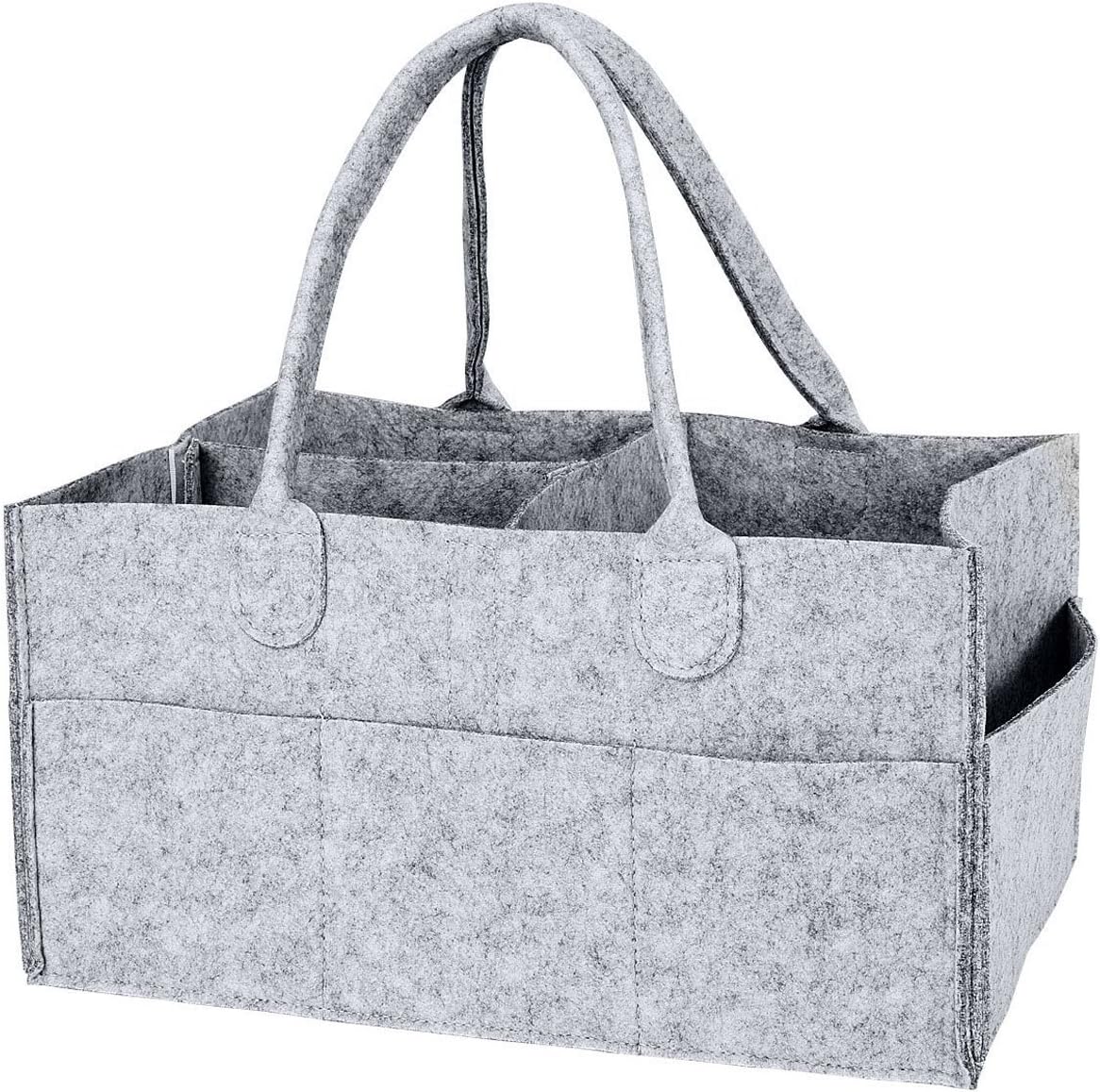 Nappy Caddy Foldable Baby Diaper Caddy Organiser, Portable Nursery Storage Basket Bin with Changeable Compartments(Light Grey)