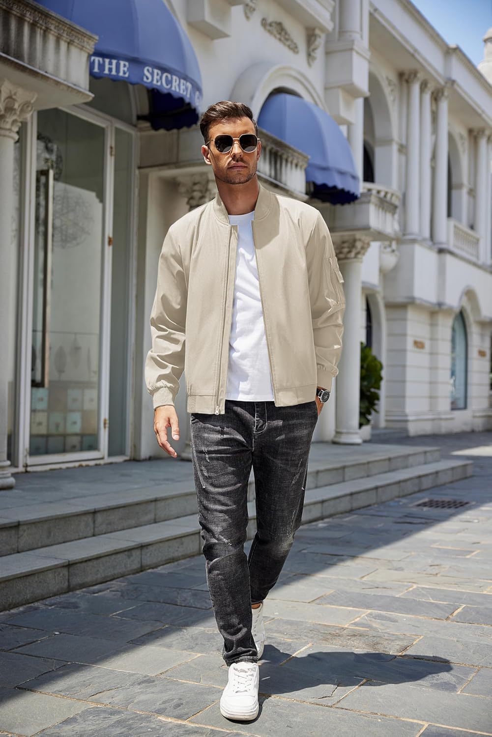 COOFANDY Men's Lightweight Bomber Jackets Casual Spring Fall Windbreaker Jacket Light Zip Up Coat With Pocket