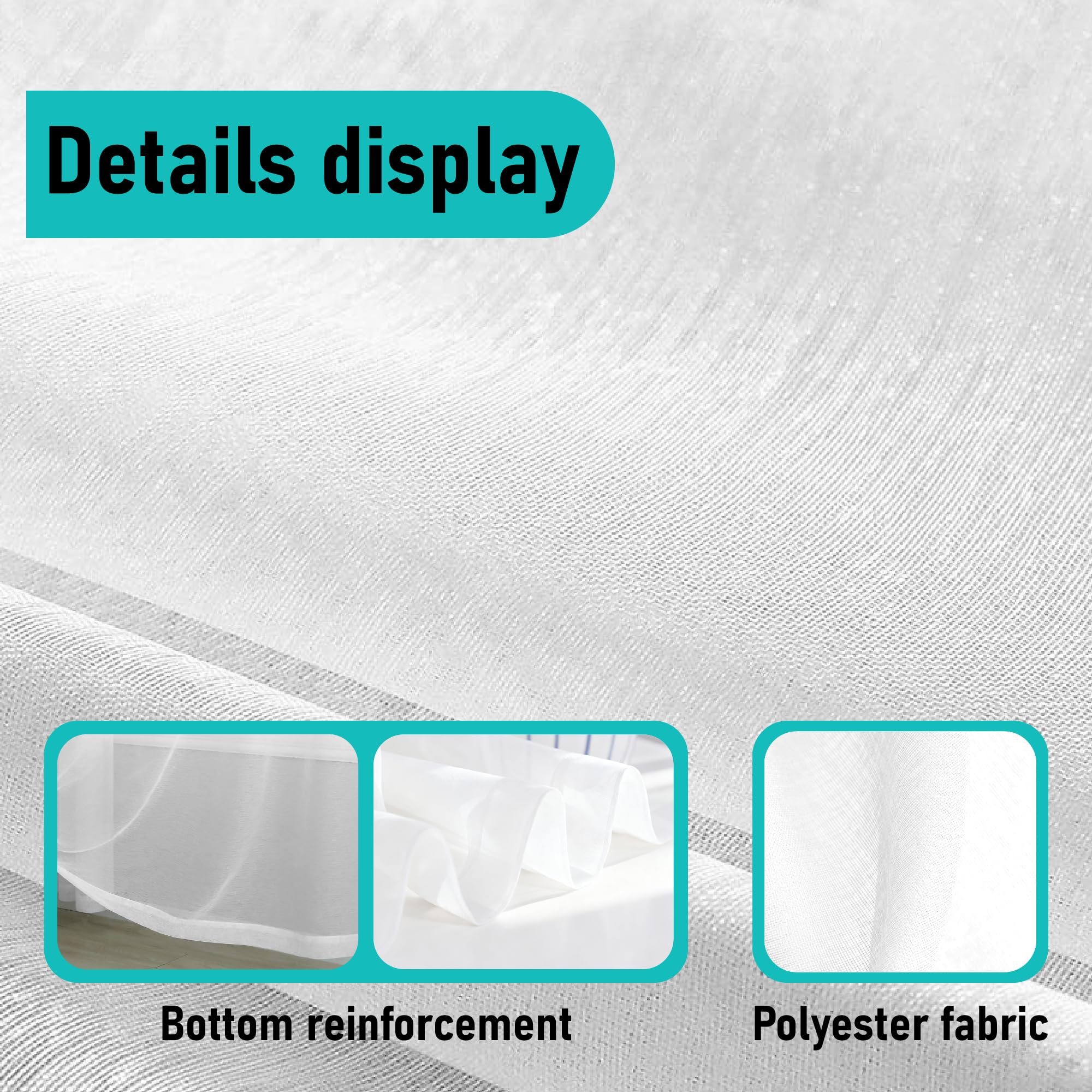 JIAFANG Voile Vorhänge mit Ösen 300 x 300 cm Privatsphäre Ösenschal Fensterschal Lichtdurchlässig Größe Und Farbe Wählbar für Büros Wohnzimmer Schlafzimmer, Weiß