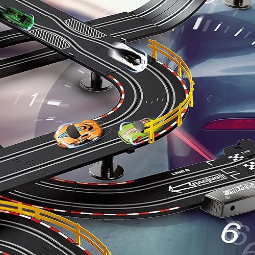 Miniatura 2 de Juego de pista de carreras de autos de 40 pies con ranura eléctrica Super Loop Speedway con cuatro autos para niños con sonidos y luz de doble