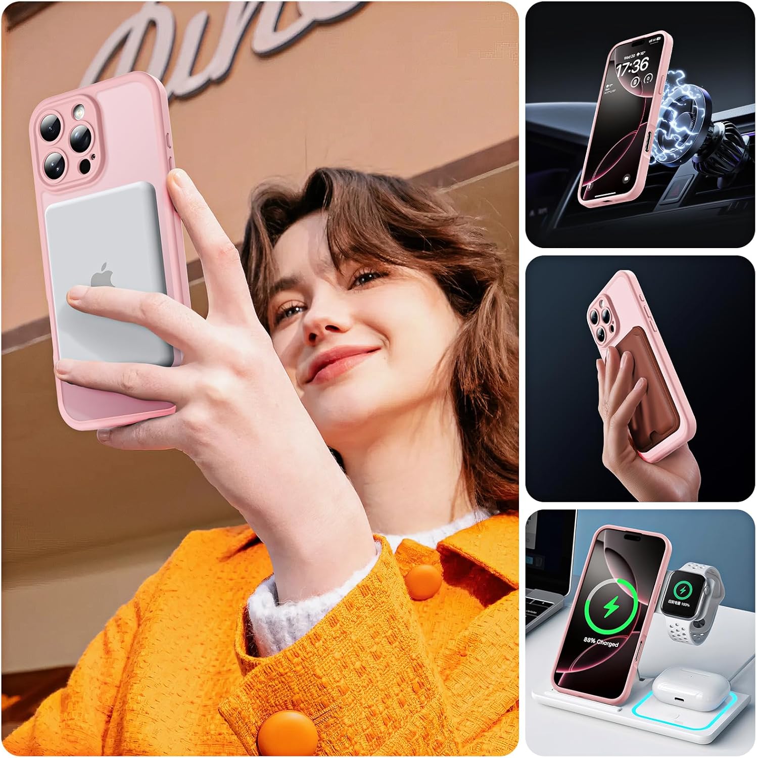 TOCOL Magnetic for iPhone 16 Pro Case, Upgraded Full Camera Protection, Compatible with Magsafe, Drop Protection, Translucent Matte Back Bumper for iPhone 16 Pro 6.3-Inch (Light Pink) - Image 6