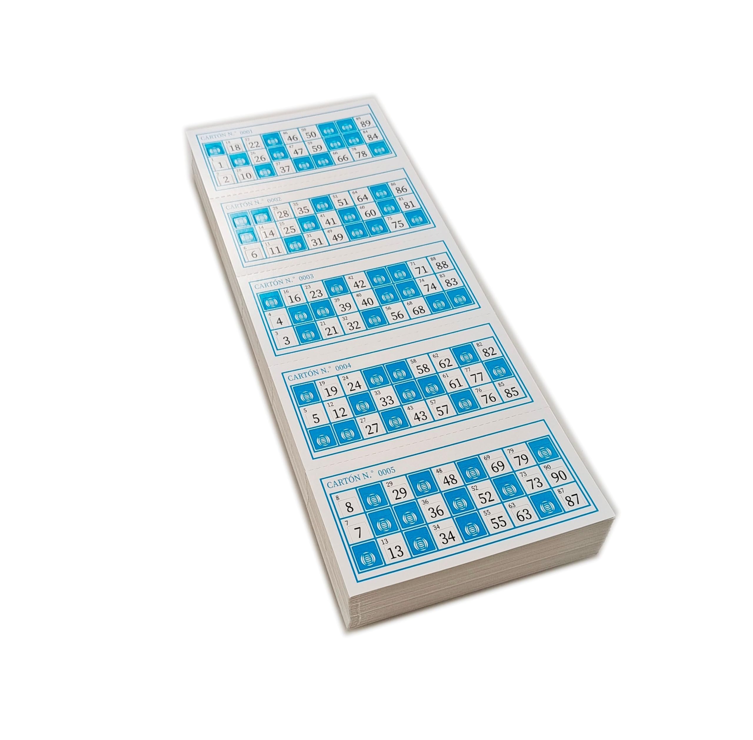 Pandiui23 500 Bingo Cards Die-Cut for Traditional Bingo 90 Balls (Blue), 116 x 52 mm - Image 3