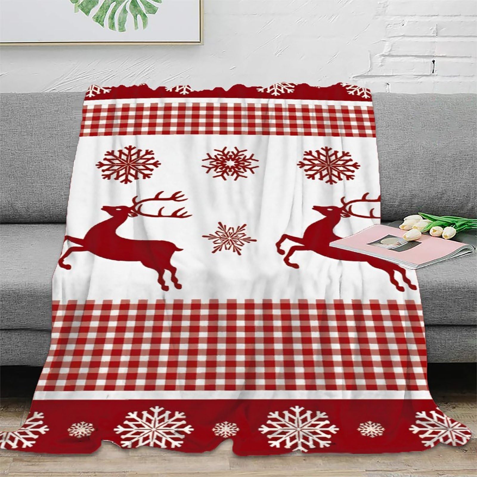 Jeté de canapé de noël motif plaid de voyage compact pour camping et famille