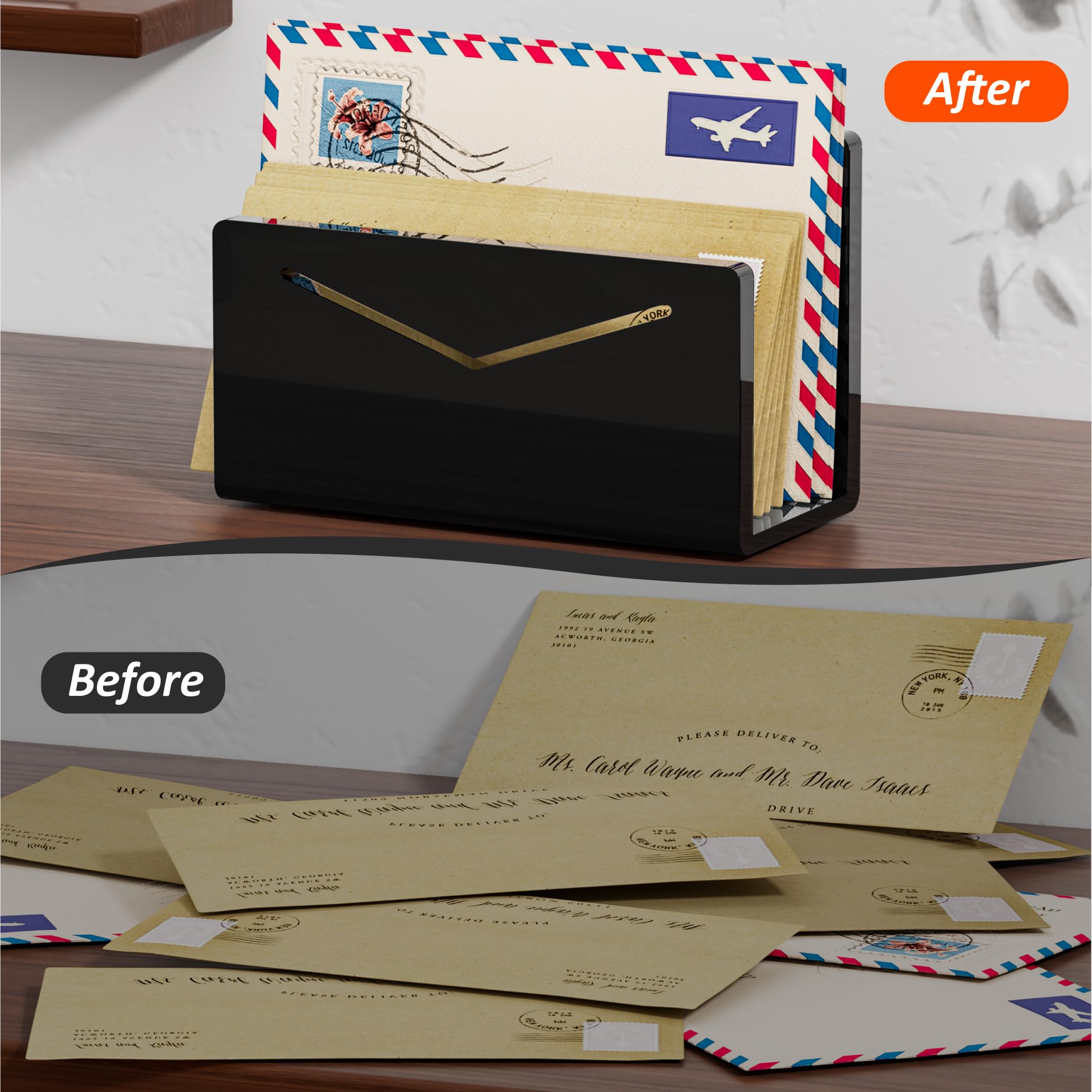 Organizador De Correo Acrílico - Soporte Vertical Para Cartas, Facturas Y Documentos