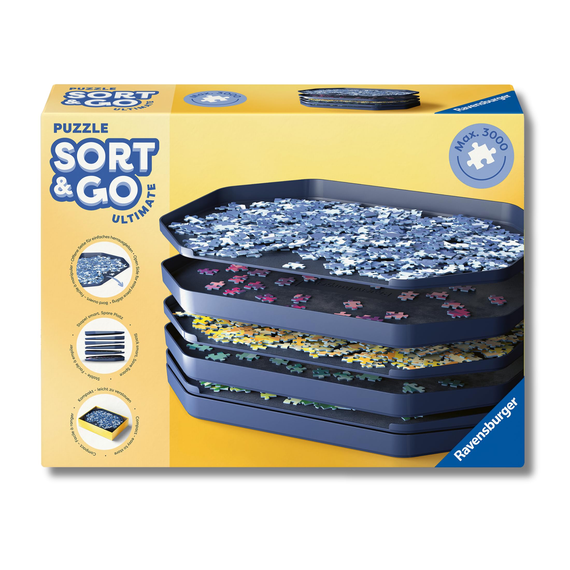 Ravensburger Puzzle Sort & Go Ultimate 12001676 - 6 vassoi impilabili per ordinare e riporre facilmente i pezzi del puzzle, accessorio ideale per i rompicapo