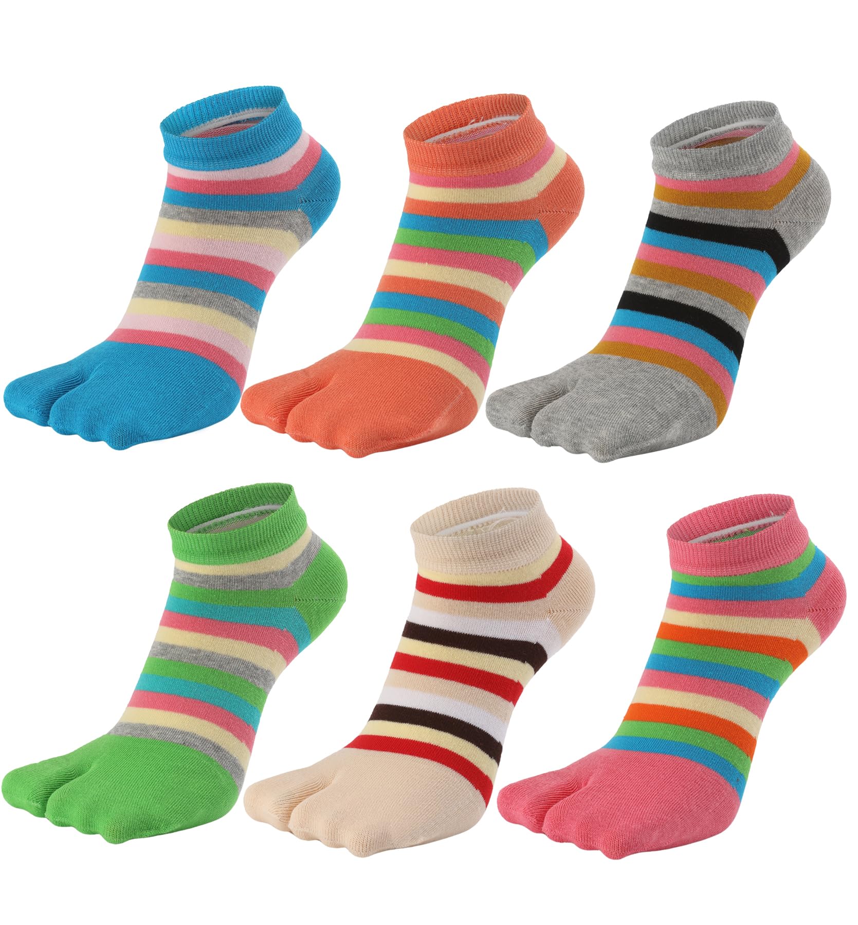 Calcetines Tabi para mujer, con puntera dividida, para sandalias, ninja, japonés, algodón, paquete de 6