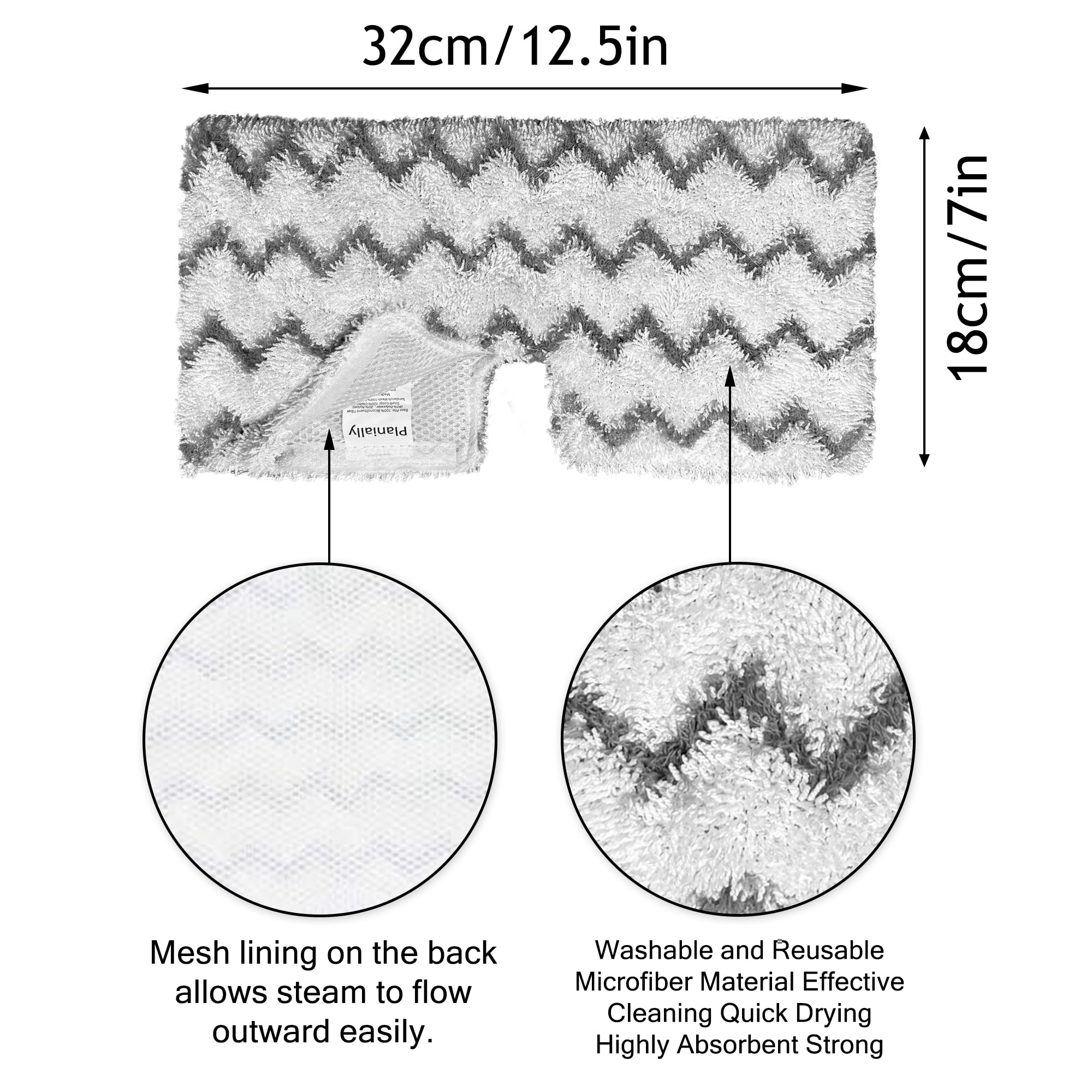 4 paquetes de almohadillas de repuesto para fregona de vapor con tiras de fregona Shark Steam Pocket Mop S3500 S3501 S3601 S3550 S3901 S3801 Almohadillas de vapor de microfibra lavables