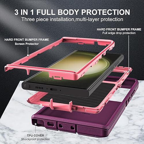 Miniatura 9 de Funda para Samsung Galaxy S23 Ultra, grado militar, a prueba de golpes, caídas y polvo, con 2 protectores de pantalla de TPU flexible autorreparable