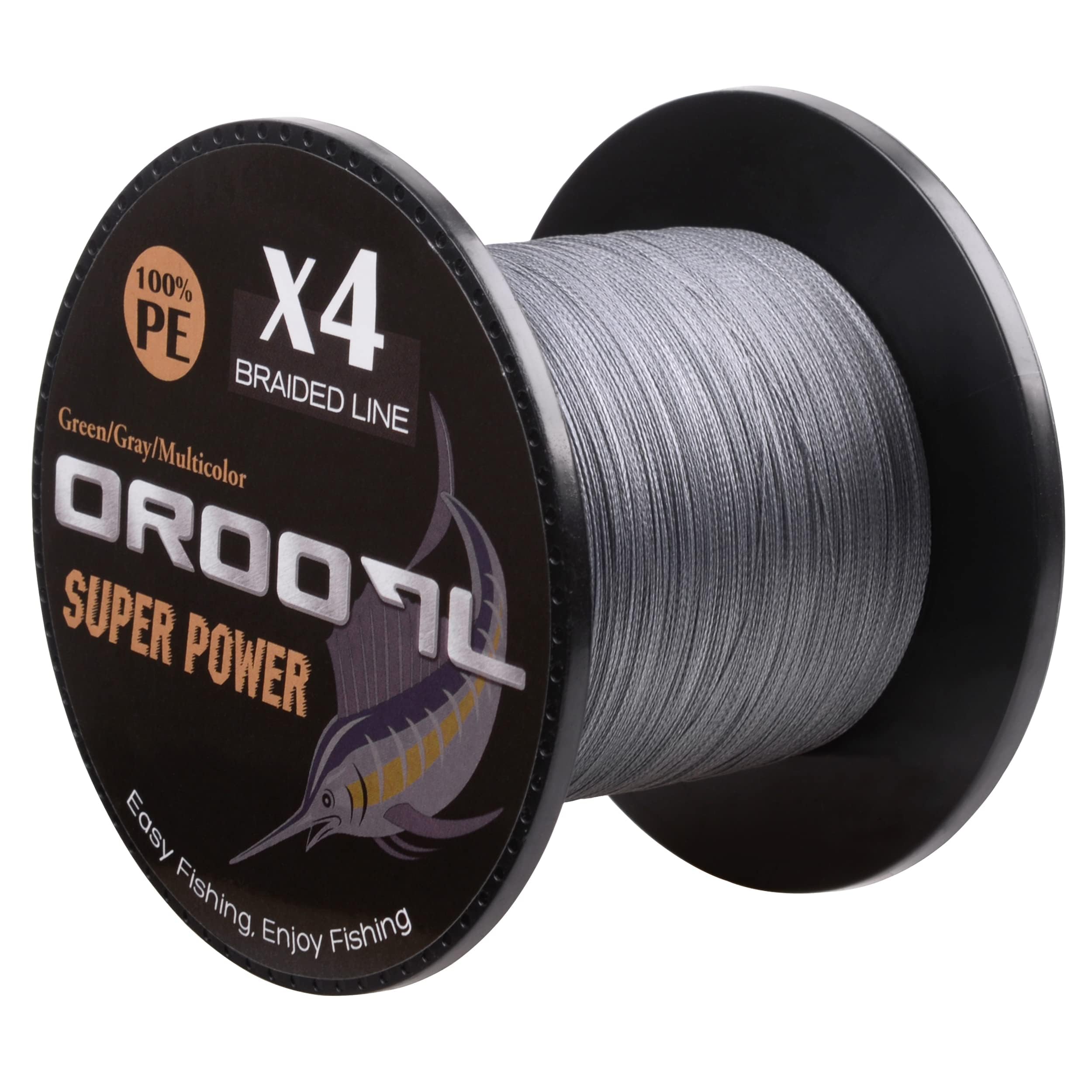 OROOTL Braided Fishing Line, 10lb-133lb, Grey, 16.5kg, 4-Strand PE Braid, Abrasion Resistant, Smooth, Sensitive, Strong, Saltwater & Freshwater — image 1