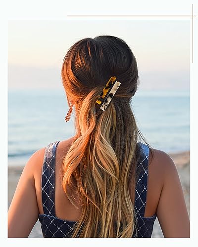 Miniatura 4 de Pasadores de pelo para mujer, 8 pasadores para cabello fino y grueso, pasadores pequeños de acetato de 3 pulgadas, antideslizantes, conchas de