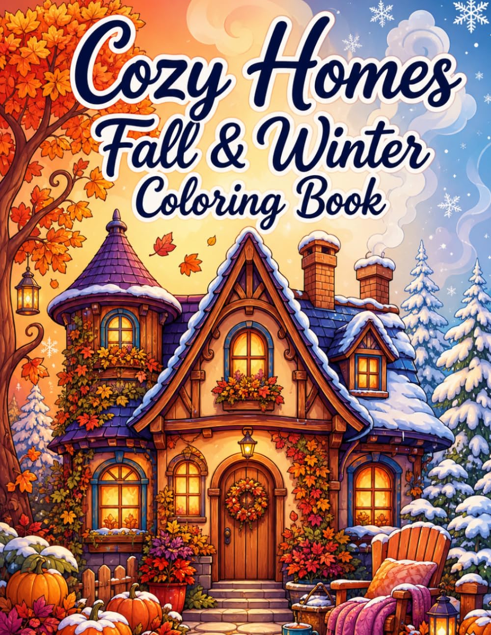 Cozy Fall & Winter Coloring Book for Adults: 48 Warm Homes, Autumn Vibes & Hygge Scenes