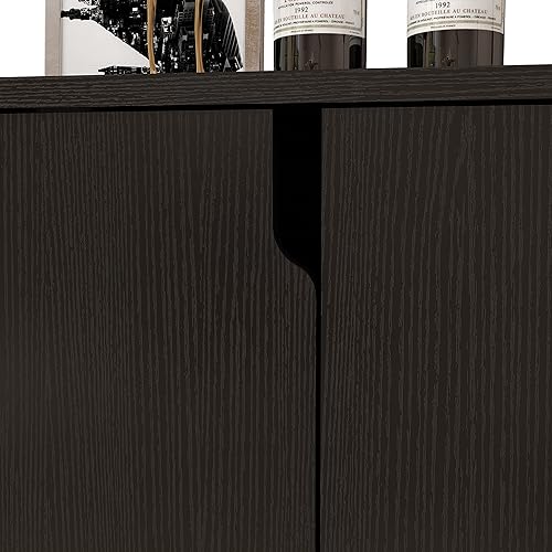 Miniatura 8 de Panana Gabinete de almacenamiento de 2 puertas para cocina, comedor, sala de estar, pasillo, oficina (negro) Negro