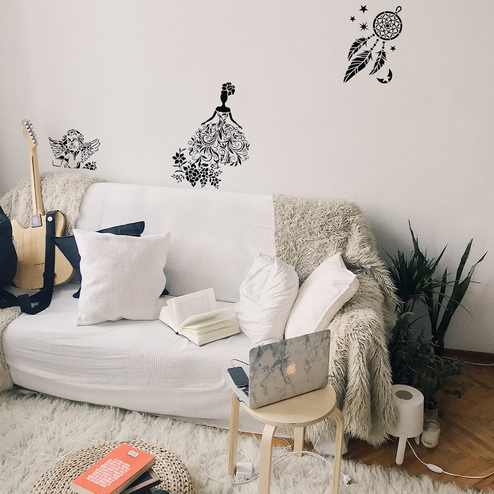 10 PCS A4 Personality Fashion Abstract Animal Stencils Hollow Out, ULENDIS Reusable Lions Elephants Owls Woodpeckers Painting Template, Plastic Drawing Template for DIY Crafts Painting on Wood Paper 4