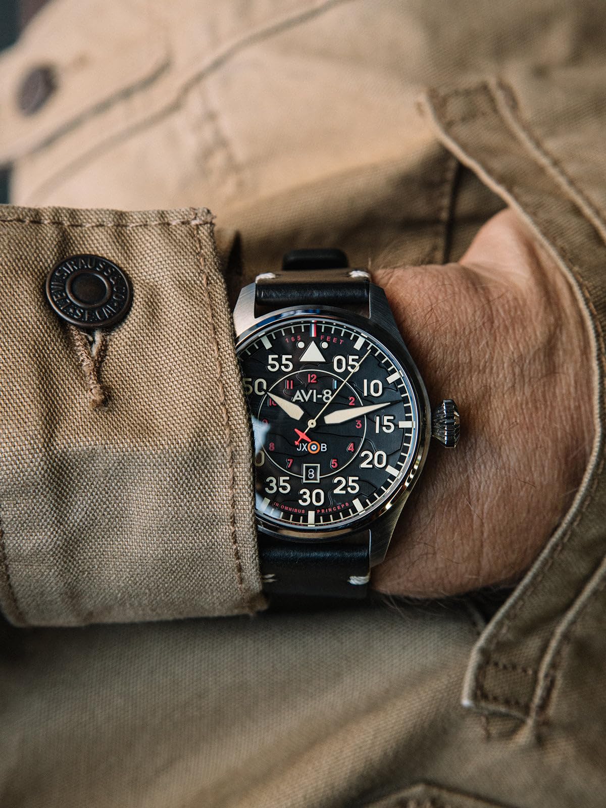 AVI-8 Hawker Hurricane Clowes Orologio da uomo 46 mm automatico Night Reaper edizione limitata con cinturino in pelle AV-4097