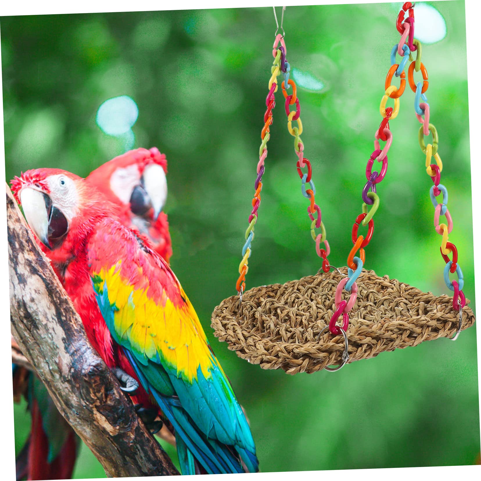 Angoily 3pezzi Giocattolo Per Uccelli Con Amaca Naturale Per Pappagalli Accessorio Da Appesa Per Cage Con Struttura Resistente e Materiali Sicuri Per Parrocchetti e Canarini Gioco