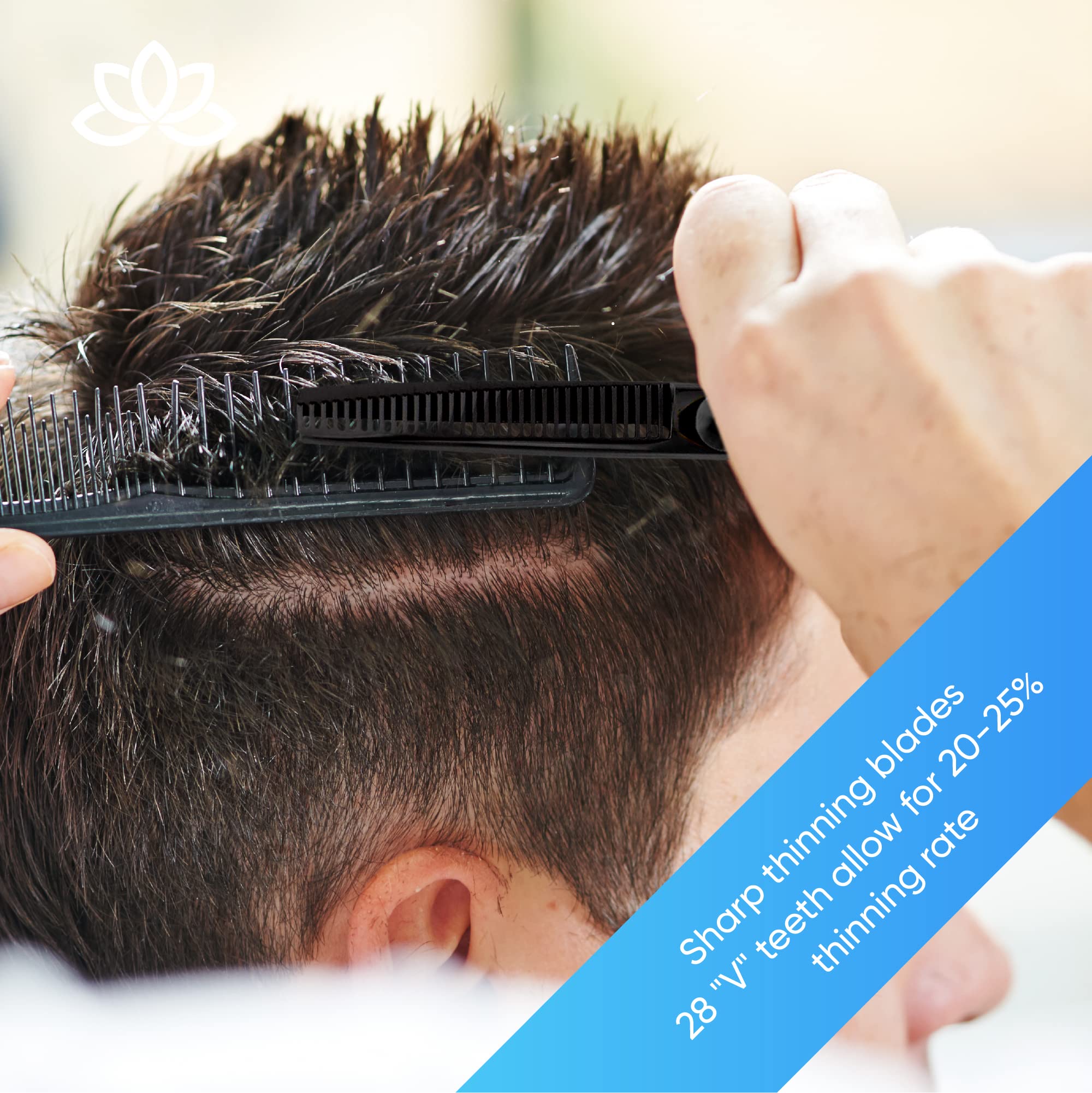 Equinox Série Razor Edge Lot de ciseaux de coupe de cheveux professionnels – Ciseaux de coiffure et de coiffeur, ciseaux à effiler – 16,5 cm – Pour homme/femme/enfant/salon et maison (noir)