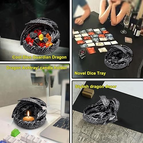Miniatura 6 de Dragon DND - Soporte para bandeja de dados con juego de dados de metal perfecto para juegos de mesa mazmorras y dragones DD juegos de rol y