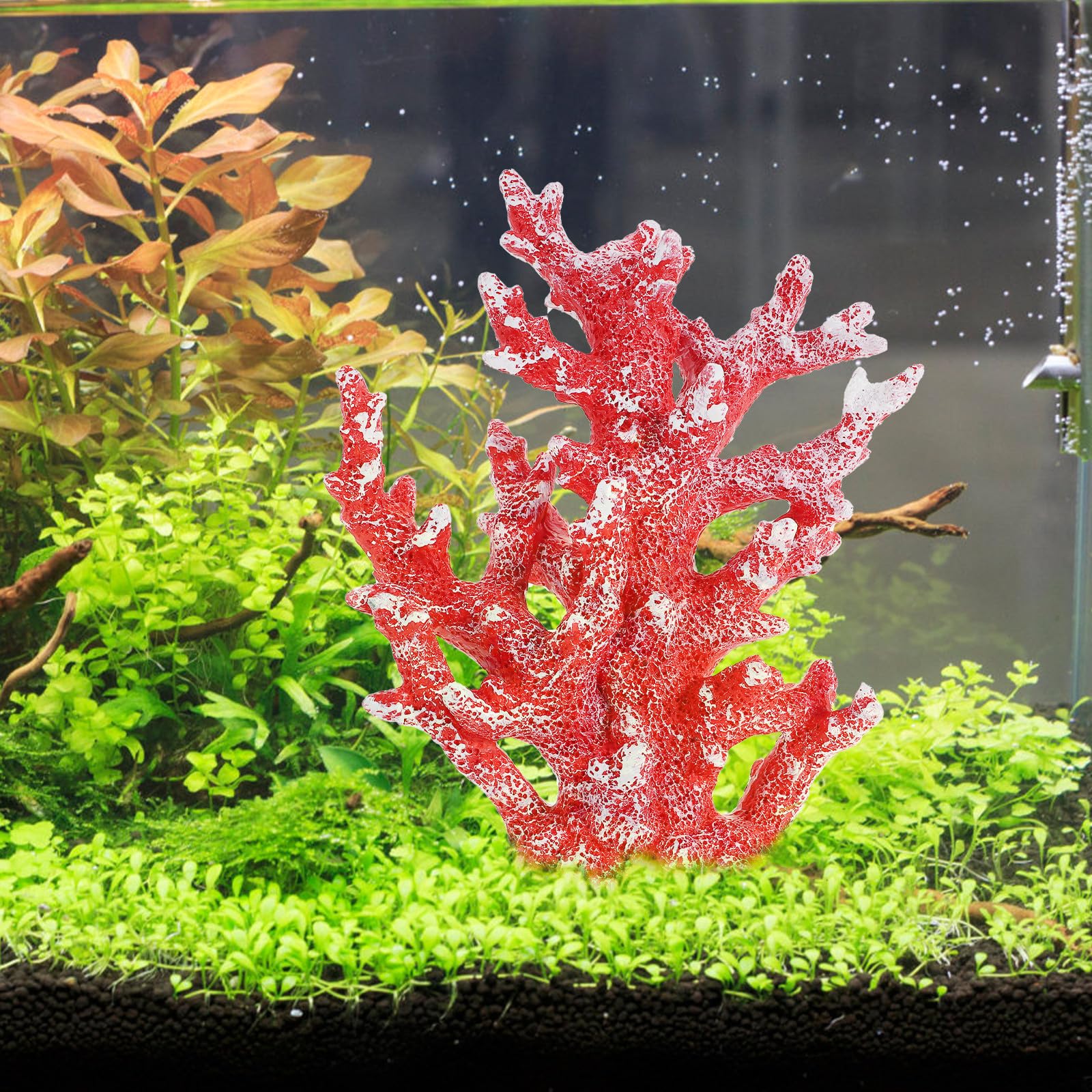 Coral de Resina para Pecera Rojo Acabado Fino, Decoración Artificial para Acuarios y Escritorio Que Añade Ambiente Natural en Hogares y Oficinas