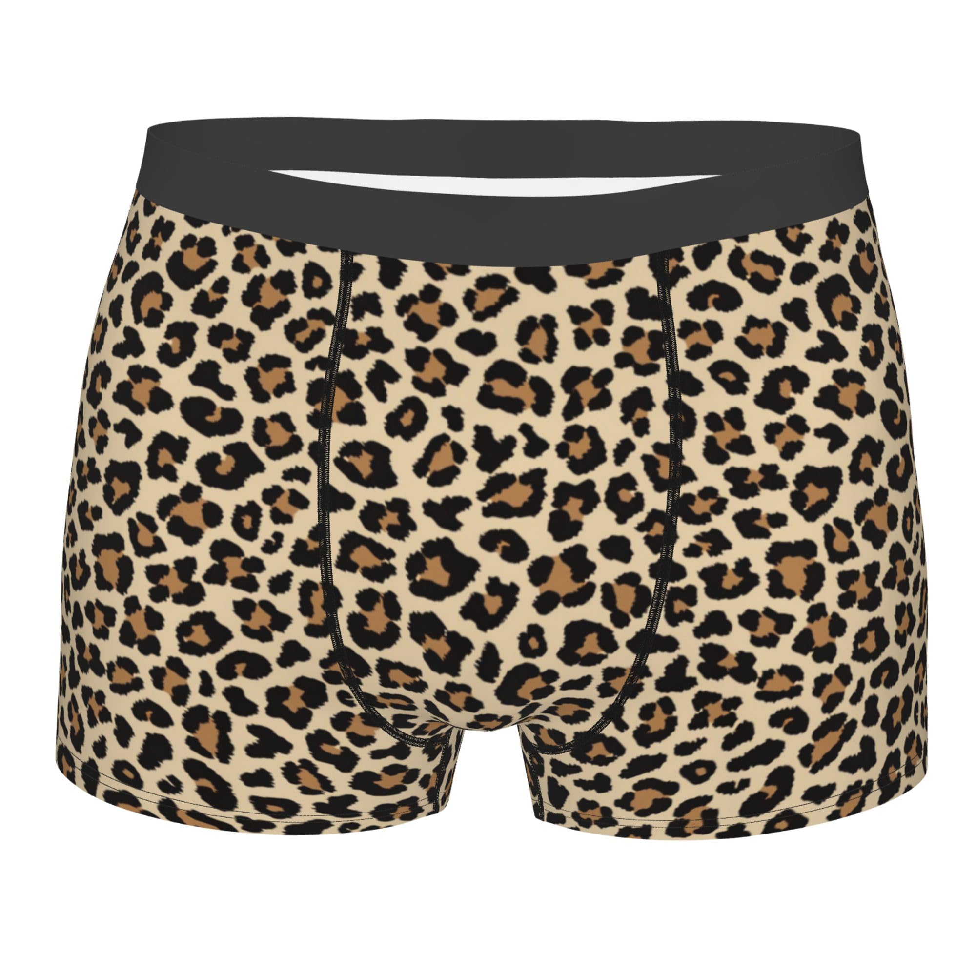 Peiyeety Men's Leopard Print Brown Underwear Boxer Briefs Briefs Soft Pouch Boxer Shorts Stretch Novelty Boxers For Boyfriend Xl