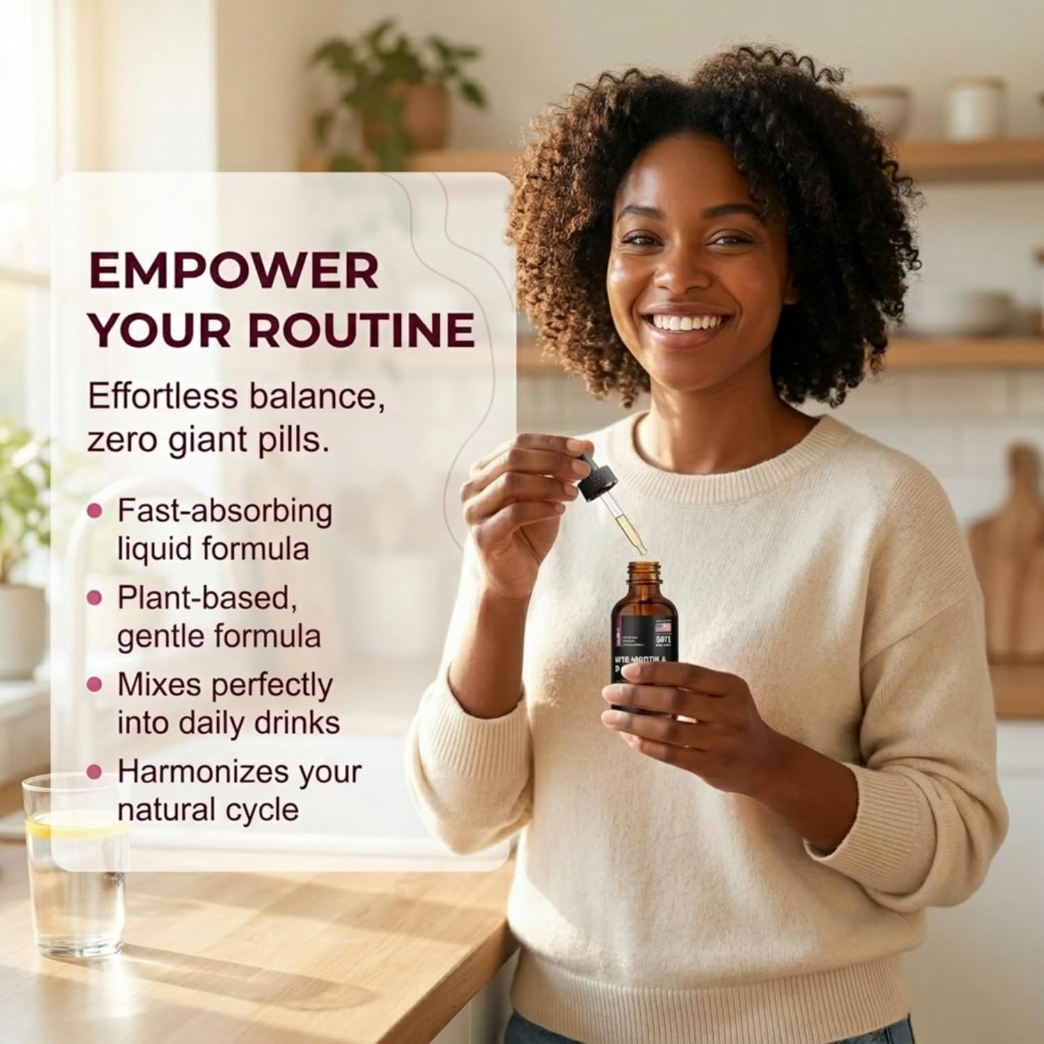 Myo-Inositol & D-Chiro Inositol Liquid Drops for Women | 40:1 Ratio | Hormone Balance & Cycle Support | Vitex + Vitamin D3 | No Pills | 4 Fl Oz (2-Month Supply)