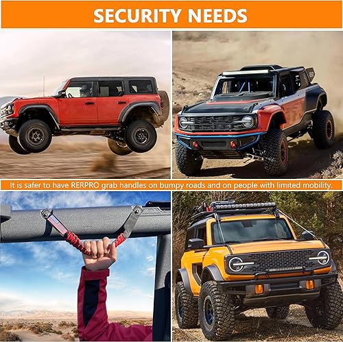 Miniatura 2 de RERPRO Asas de agarre de barra antivuelco para Ford Bronco 2021 2022 2023 2024 2025 2 accesorios de 2 puertas y 4 puertas, mango de agarre de