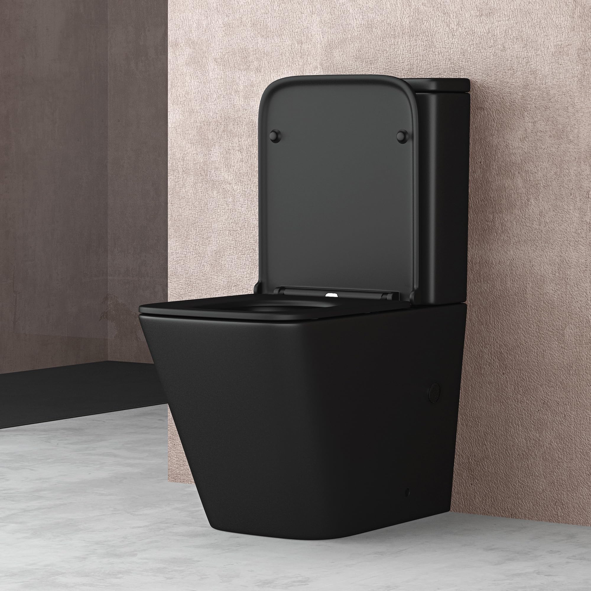 doporro Stand-WC Toilette Schwarz Matt mit Softclose 37,5 x 67,5 x 82 cm | Spülrandloses Stand-WC mit Spülkasten, Soft-Close & Tiefspüler – Komplettset & pflegeleicht für moderne Bäder Stand112T