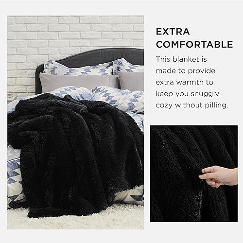Miniatura 3 de Bedsure GentleSoft Fuzzy Sherpa Faux Fur Twin Blanket Black Cozy Gifts for Women Men, Soft Fleece Plush Warm Minky Thick Blanket Twin Size for Bed
