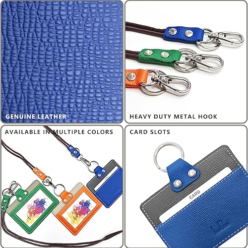 Vista 105 de Boshiho. Funda vertical, de piel, para tarjeta de identificación con cordón resistente., Bolso