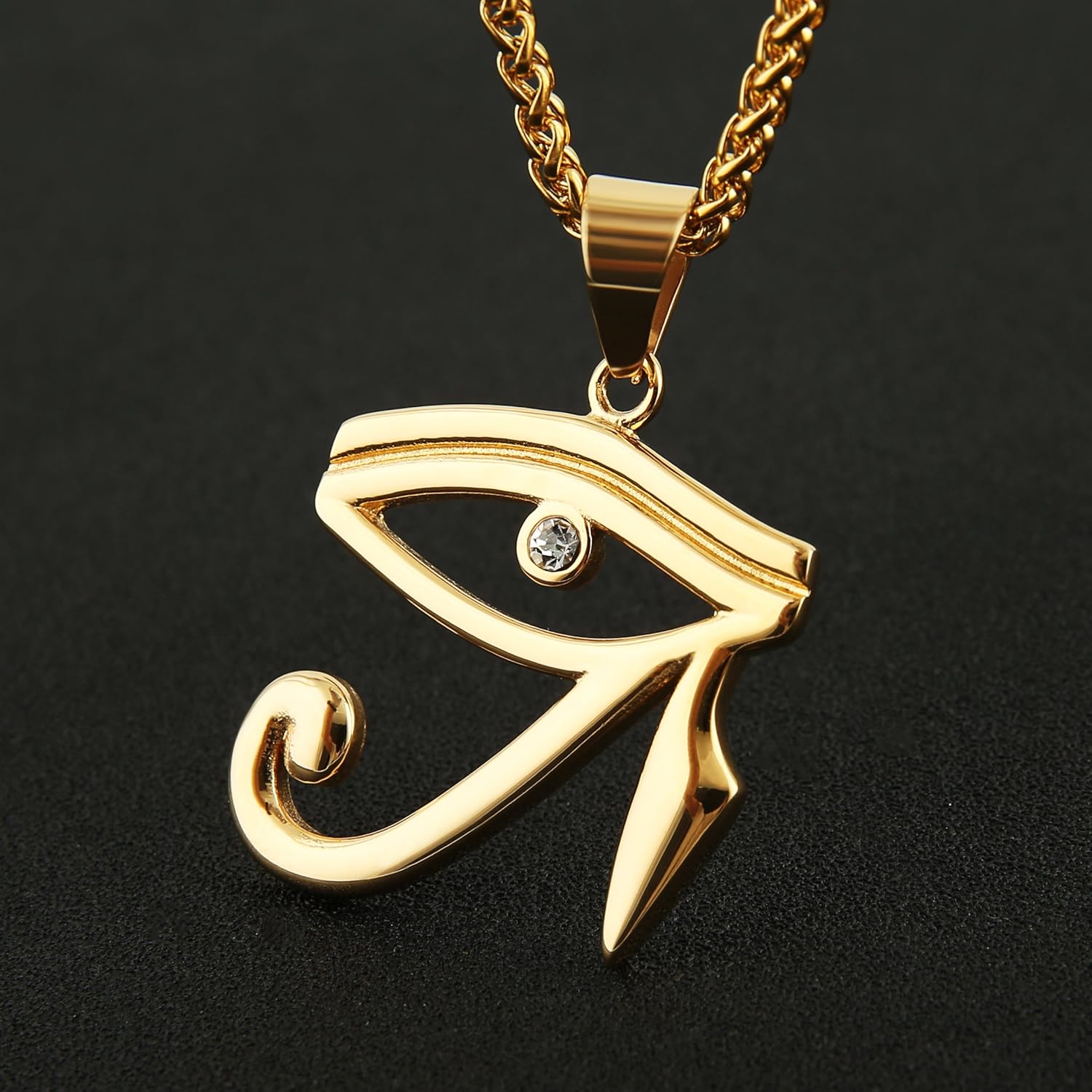 HZMAN CZ Eye of Horus Egypt Protection Pendant on Stainless steel Necklace Ancient Egyptian Symbol of Protection - Image 3