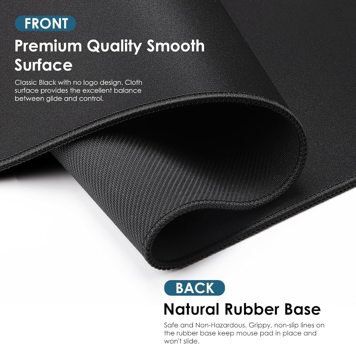 Sounce Mouse Pad Mercerized Surface Anti-fray Edges and Anti-Slip Rubber Base Gaming Mouse Pad a Laptop Desk Mat with Smooth Mouse Control Dimensions 900L x 400B x 2H mm (Black) — Amazon image 2