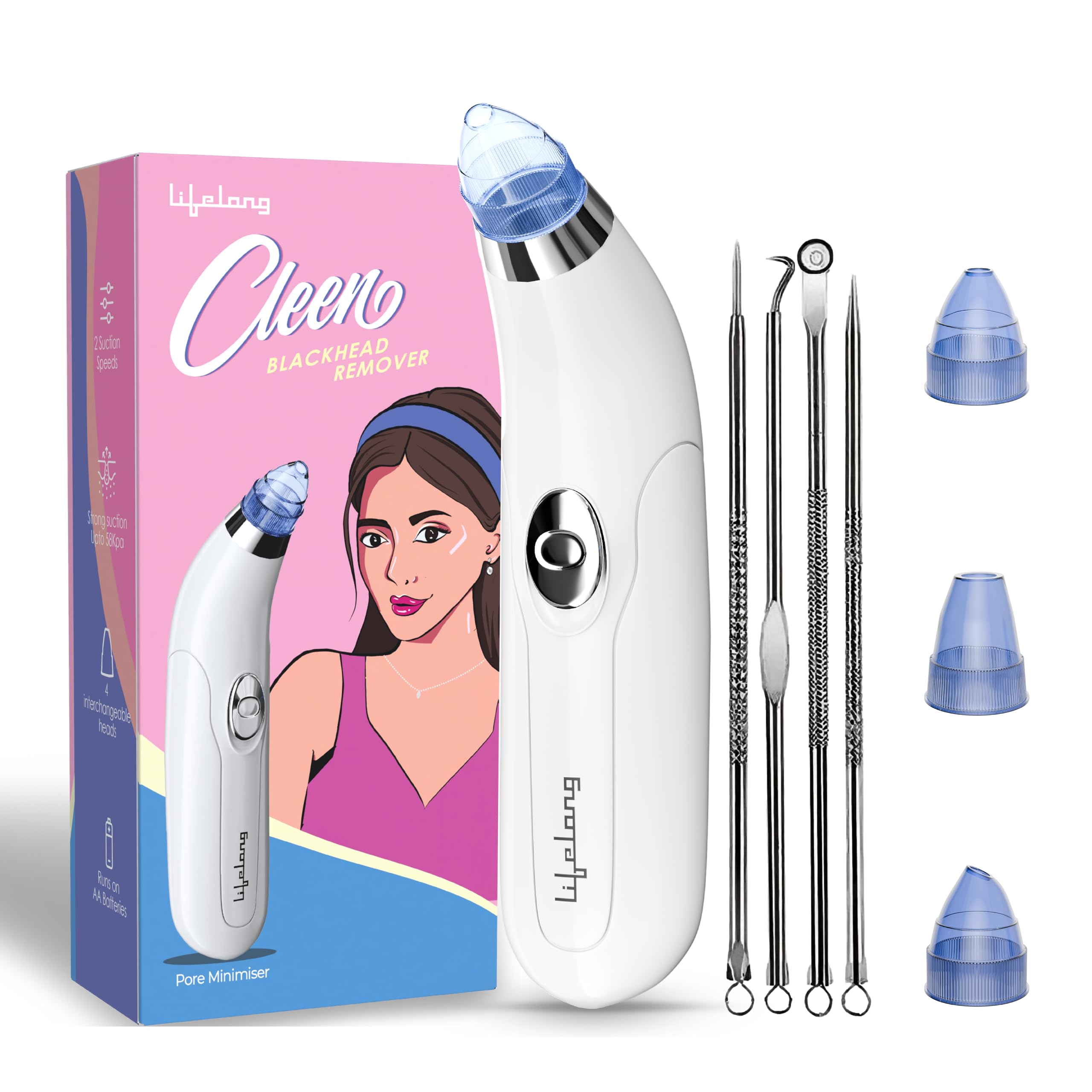 Lifelong Blackhead Remover with Attachments, Acne Pore Cleaner, Vacuum Blackhead Remover Kit,Skin Cleaner, Pimple Removal Tool, Acne Removal Tool (LLPCW207, White)-image-36