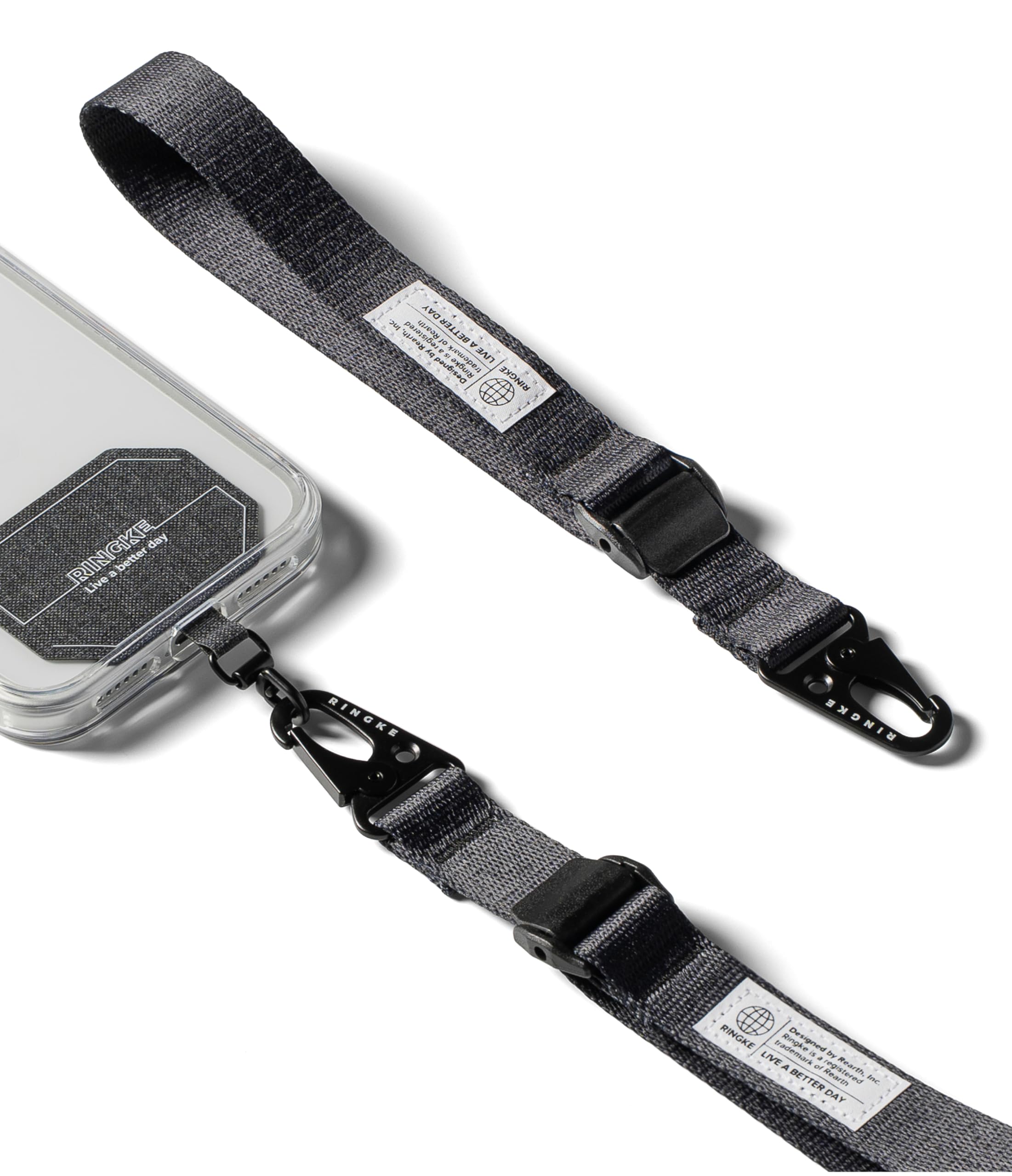 Ringke Holder Link Tactical Cam Buckle, Heavy Duty Anti-Tear Phone Hand Wrist Strap with Patch, Multi-Purpose Lanyard for Travel, Hiking, etc. - Black-image-44