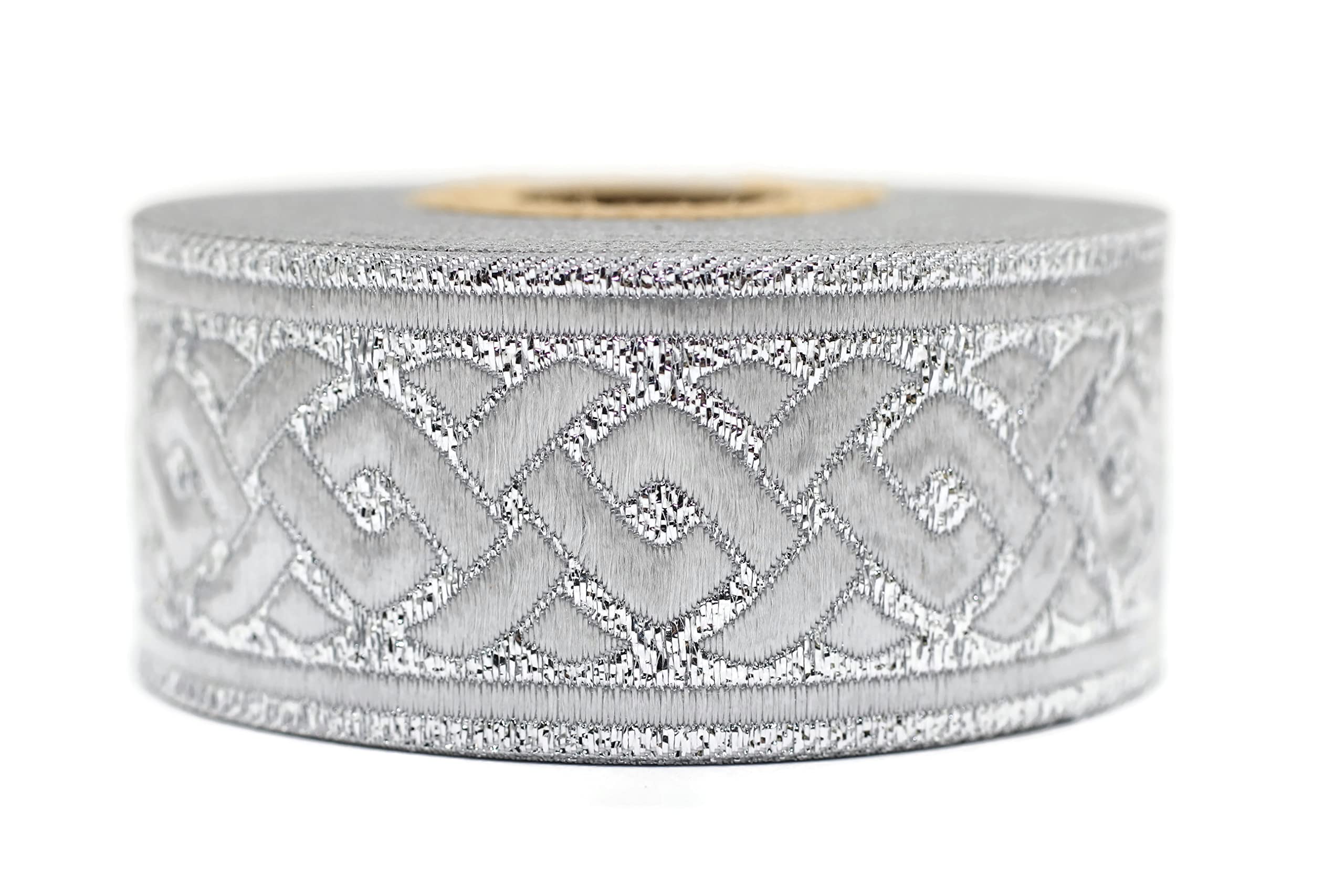 16062 - Rollo De Cinta Jacquard Dorada De 11 Yardas, 1.6 Cm De Ancho, Ribete De Jacquard De Llave Griega, Cintas Tejidas, Collares De Perro, Cinta