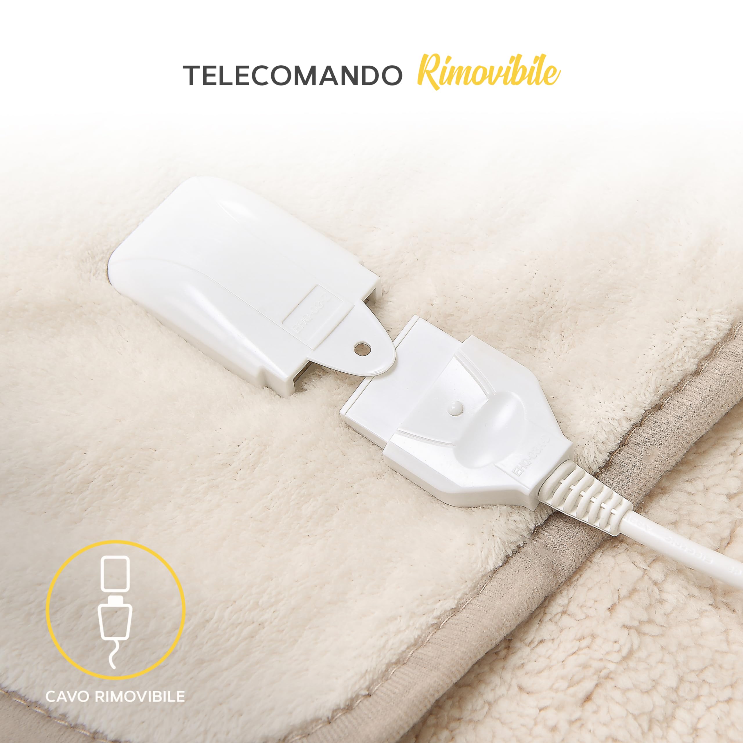 MONHOUSE Coperta Riscaldata - Coperta Elettrica - Controller Digitale - Timer Fino a 9 Ore, 9 Impostazioni di Calore, Spegnimento Automatico - Singolo 130X160 cm - Beige Shearling