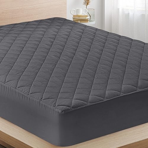 Utopia Bedding Quilted Fitted Mattress Pad (Full, Grey) - Elastic Fitted Mattress Protector - Mattress Cover Stretches up to 16 Inches Deep - Machine Washable Mattress Topper