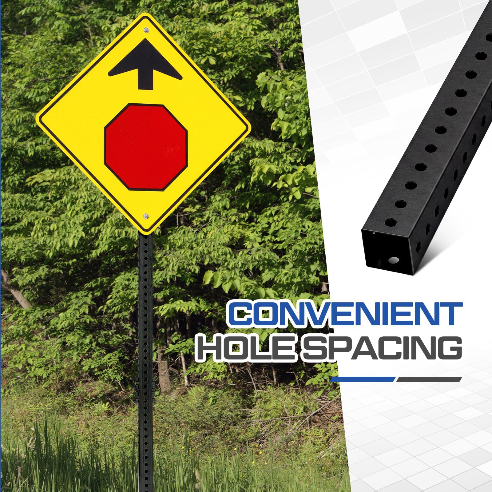 8 ft H x 2 in W Square Sign Post with 7/16" Dia Mounting Holes — Amazon image 5