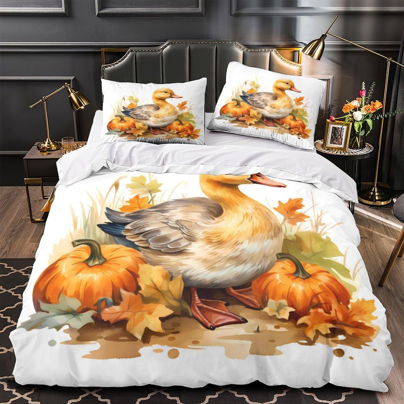 Housse de couette d'automne 260x220cm lit super king avec parure de lit microfibre 3D