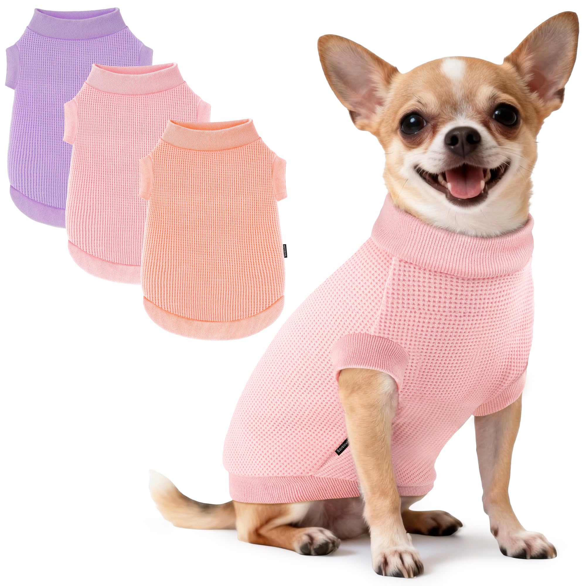 3 Pack Dog Shirt for Small Supplies Functional Waffle Dog Clothes Warm Soft Sweatshirt Outfit for Dogs Cats Pet Apparel