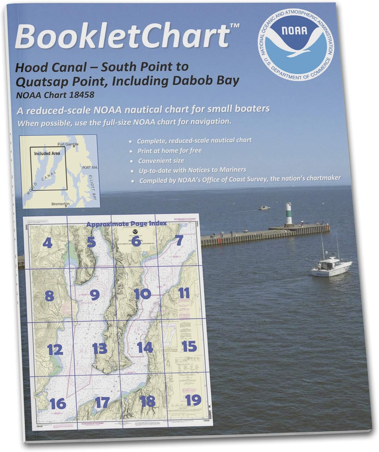 Paradise Cay Publications NOAA Chart 18458: Hood Canal-South Point to Quatsap Point Including Dabob Bay
