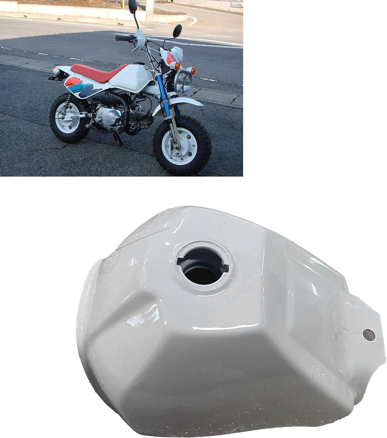 Iron Oil Pot Motorcycle Petrol Gas Fuel Tank, All Iron Replacement Baja 1979-1999, Monkey Bike Z50R, Original Design and Simple Installation
