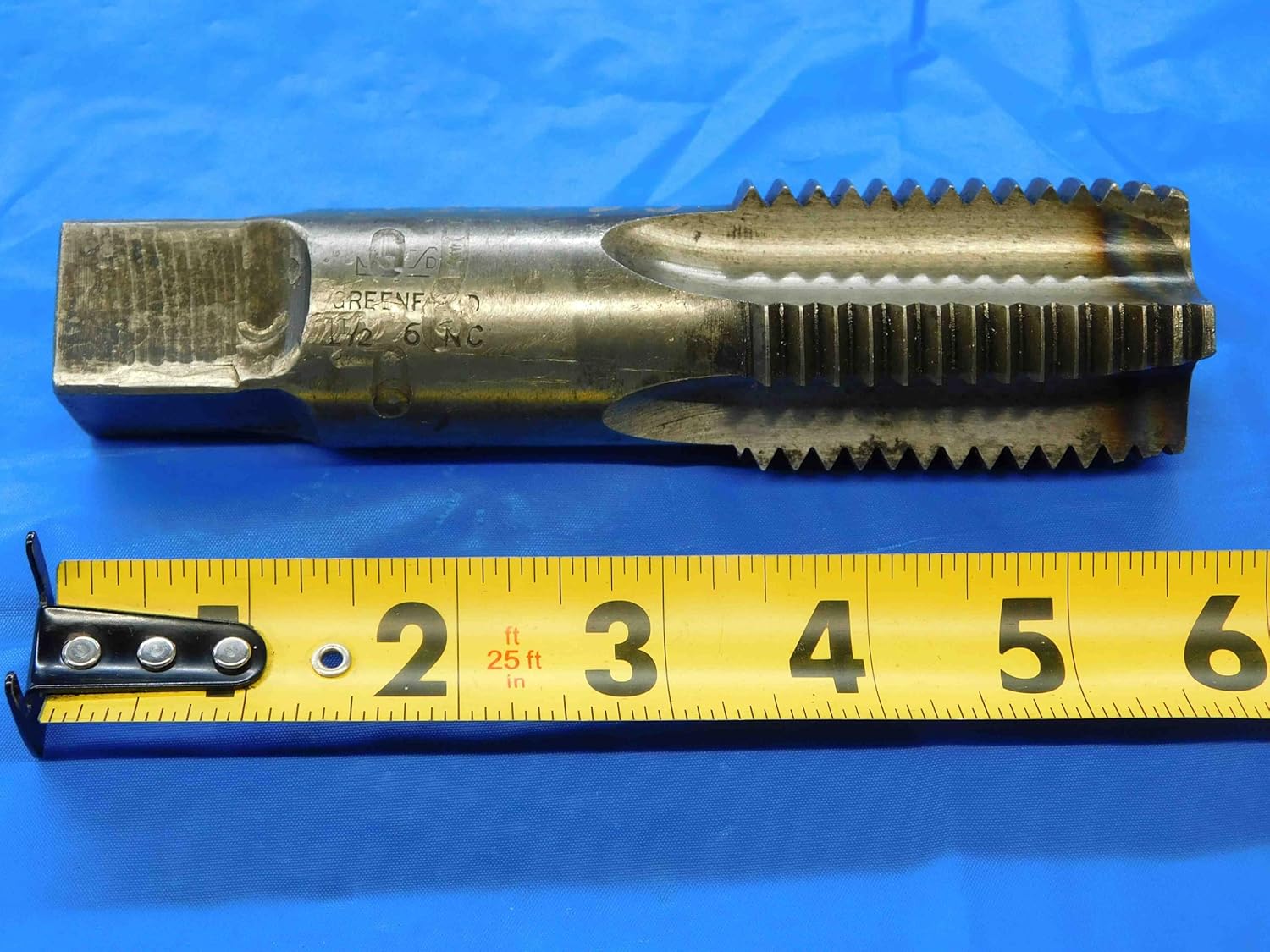 Greenfield TAP & DIE 1 1/2 6 NC HSS Bottoming TAP 4 Straight Flute 1.5 USA Made - JC1551AR3